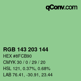 Color code: RGB 143 203 144 | qconv.com