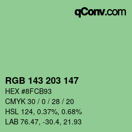カラーコード: RGB 143 203 147 | qconv.com