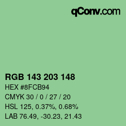 Color code: RGB 143 203 148 | qconv.com