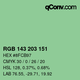 Color code: RGB 143 203 151 | qconv.com