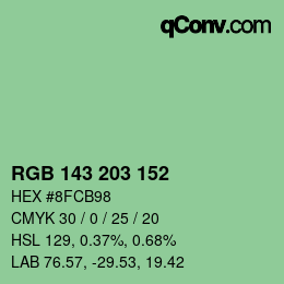 Color code: RGB 143 203 152 | qconv.com