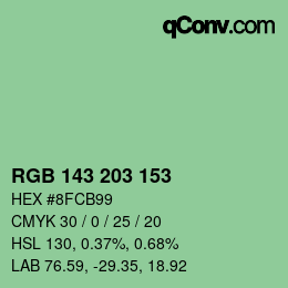 Color code: RGB 143 203 153 | qconv.com