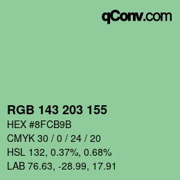 Color code: RGB 143 203 155 | qconv.com