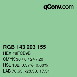 カラーコード: RGB 143 203 155 | qconv.com