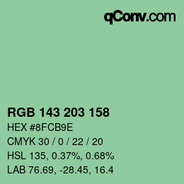 Color code: RGB 143 203 158 | qconv.com