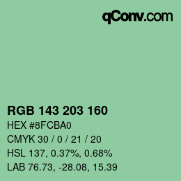 カラーコード: RGB 143 203 160 | qconv.com