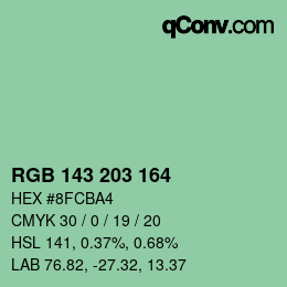 Color code: RGB 143 203 164 | qconv.com