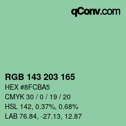 Color code: RGB 143 203 165 | qconv.com