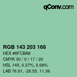 Color code: RGB 143 203 168 | qconv.com