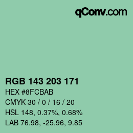 Color code: RGB 143 203 171 | qconv.com