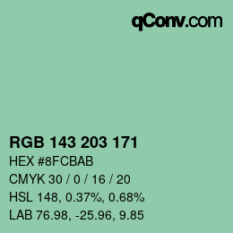 Color code: RGB 143 203 171 | qconv.com