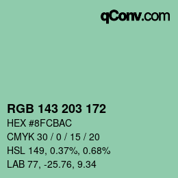 Color code: RGB 143 203 172 | qconv.com