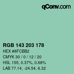 Color code: RGB 143 203 178 | qconv.com