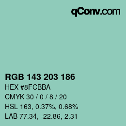 Color code: RGB 143 203 186 | qconv.com