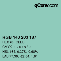 Color code: RGB 143 203 187 | qconv.com