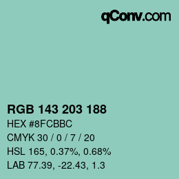 Color code: RGB 143 203 188 | qconv.com