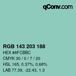 Color code: RGB 143 203 188 | qconv.com