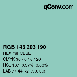 カラーコード: RGB 143 203 190 | qconv.com