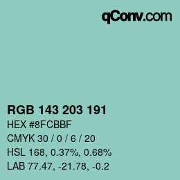 Color code: RGB 143 203 191 | qconv.com