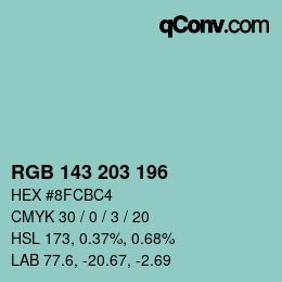 Color code: RGB 143 203 196 | qconv.com