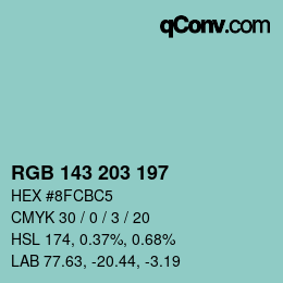 Color code: RGB 143 203 197 | qconv.com