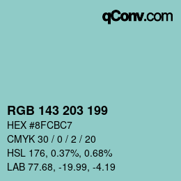 Color code: RGB 143 203 199 | qconv.com