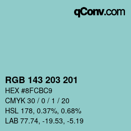 Color code: RGB 143 203 201 | qconv.com