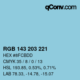 颜色代码: RGB 143 203 221 | qconv.com