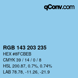 Color code: RGB 143 203 235 | qconv.com