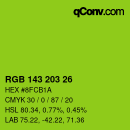カラーコード: RGB 143 203 26 | qconv.com