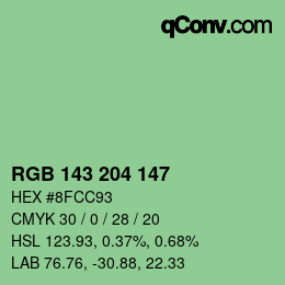 Color code: RGB 143 204 147 | qconv.com