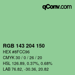 颜色代码: RGB 143 204 150 | qconv.com
