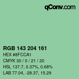 Color code: RGB 143 204 161 | qconv.com