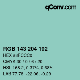 Color code: RGB 143 204 192 | qconv.com