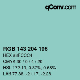 Color code: RGB 143 204 196 | qconv.com