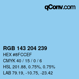 Color code: RGB 143 204 239 | qconv.com