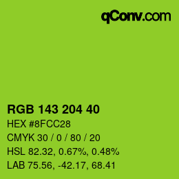 Color code: RGB 143 204 40 | qconv.com
