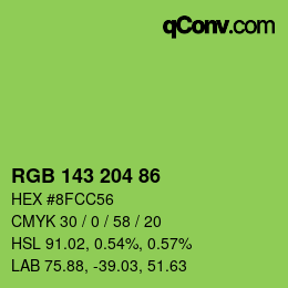 Color code: RGB 143 204 86 | qconv.com