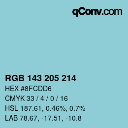 Color code: RGB 143 205 214 | qconv.com