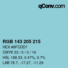 Color code: RGB 143 205 215 | qconv.com