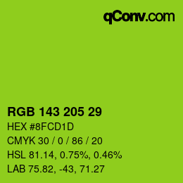 Color code: RGB 143 205 29 | qconv.com