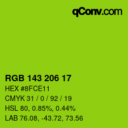 Color code: RGB 143 206 17 | qconv.com