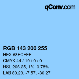 Color code: RGB 143 206 255 | qconv.com