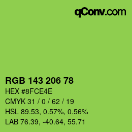 カラーコード: RGB 143 206 78 | qconv.com