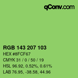 Color code: RGB 143 207 103 | qconv.com