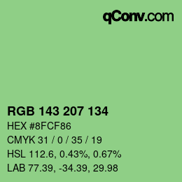Color code: RGB 143 207 134 | qconv.com