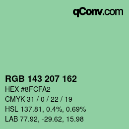 Color code: RGB 143 207 162 | qconv.com
