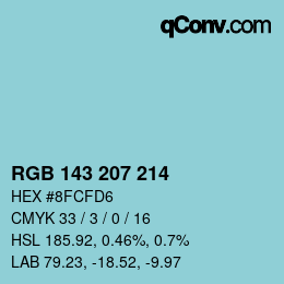 カラーコード: RGB 143 207 214 | qconv.com