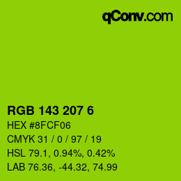 カラーコード: RGB 143 207 6 | qconv.com