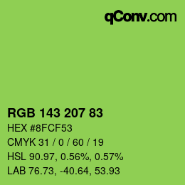 Color code: RGB 143 207 83 | qconv.com